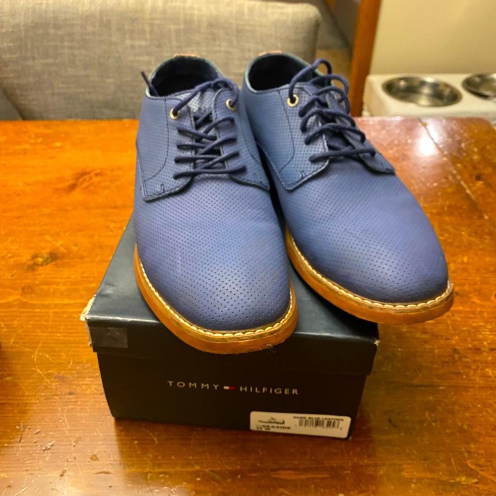 Dark Blue Leather Mens Tommy Hilfiger Shoes SZ 12